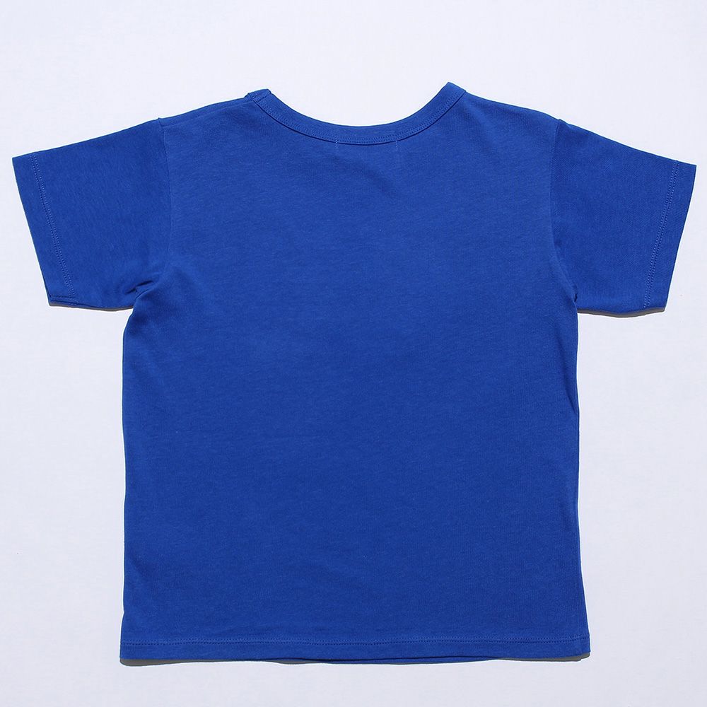 100 % cotton car embroidery T -shirt Blue back