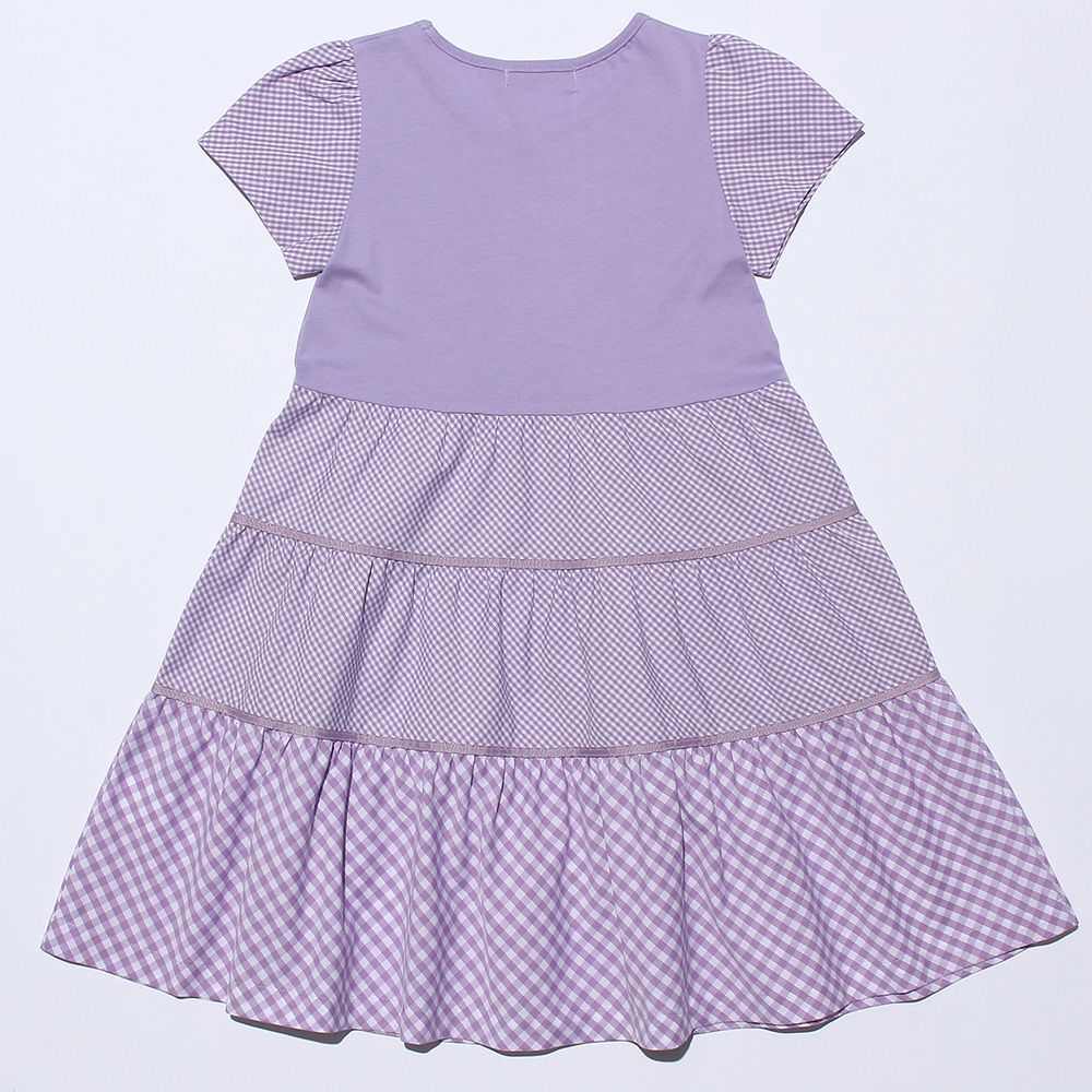 Gingham check patterned dress Purple back