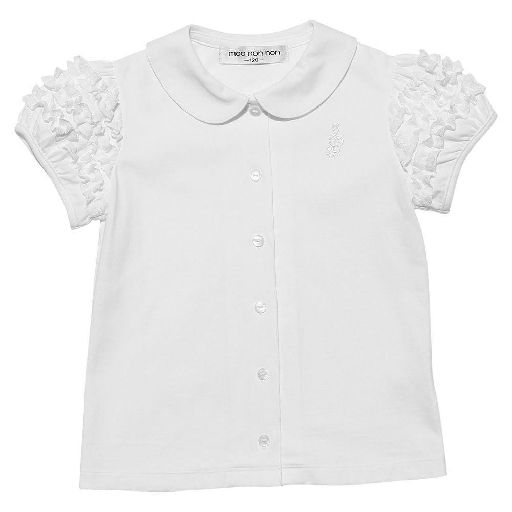 Baby Clothing Girls Musical Musical Embroidery Race Frill Blouse White (01) Balcation
