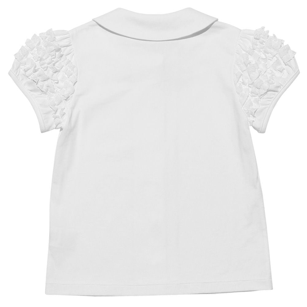 Baby Clothes Girls Musical Musical Embroidery Race Frill Blouse White (01) Back