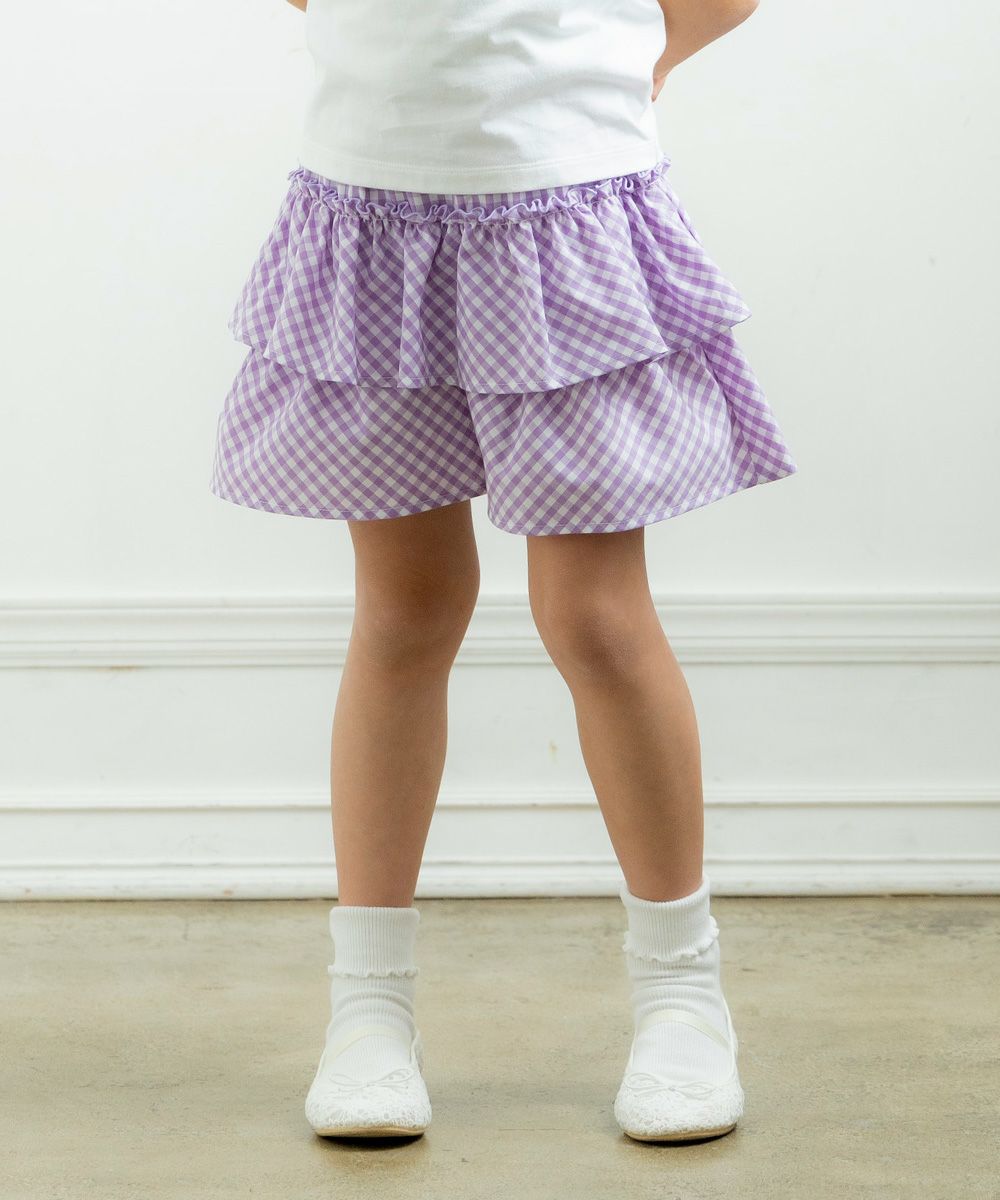 Children's clothing girl gingham check pattern culotto pants