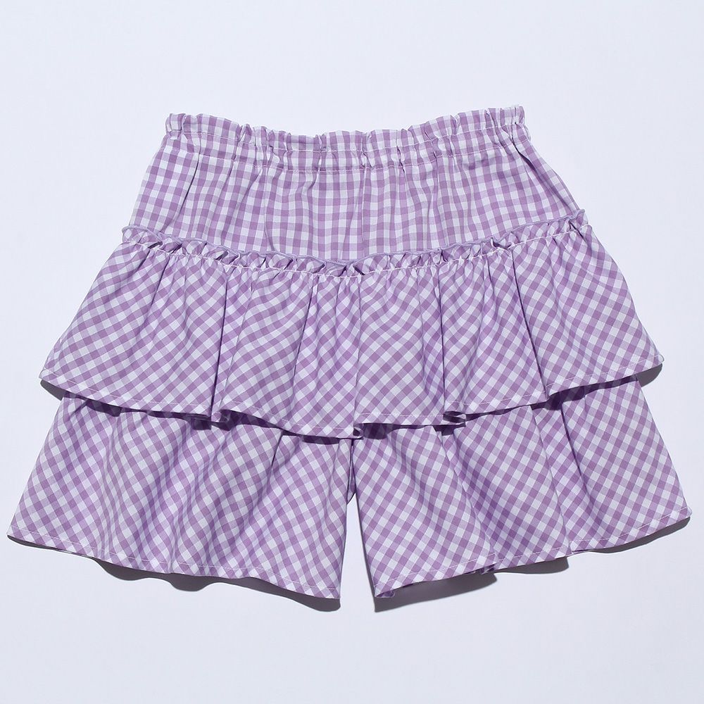 Children's clothing girl Gingham check pattern culotto pants purple (91) back