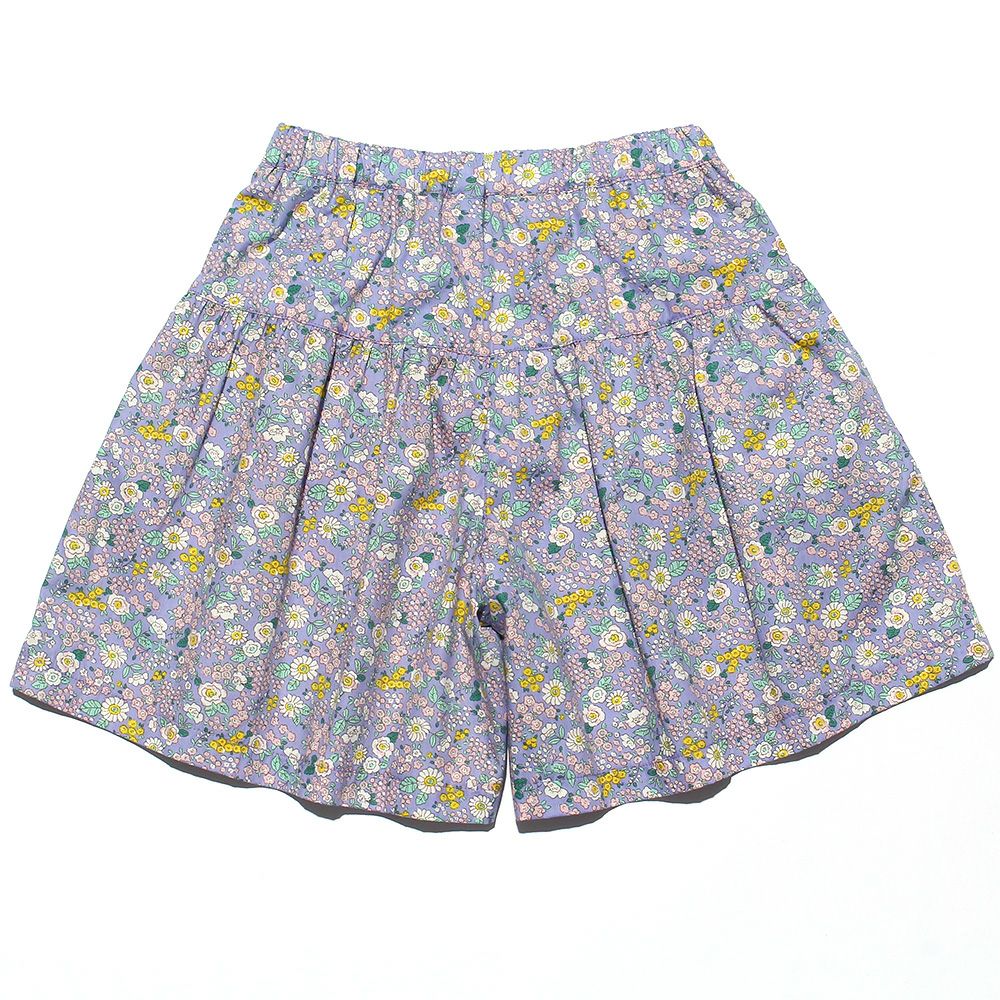 100 % cotton hand -painted flower pattern culottes Purple back