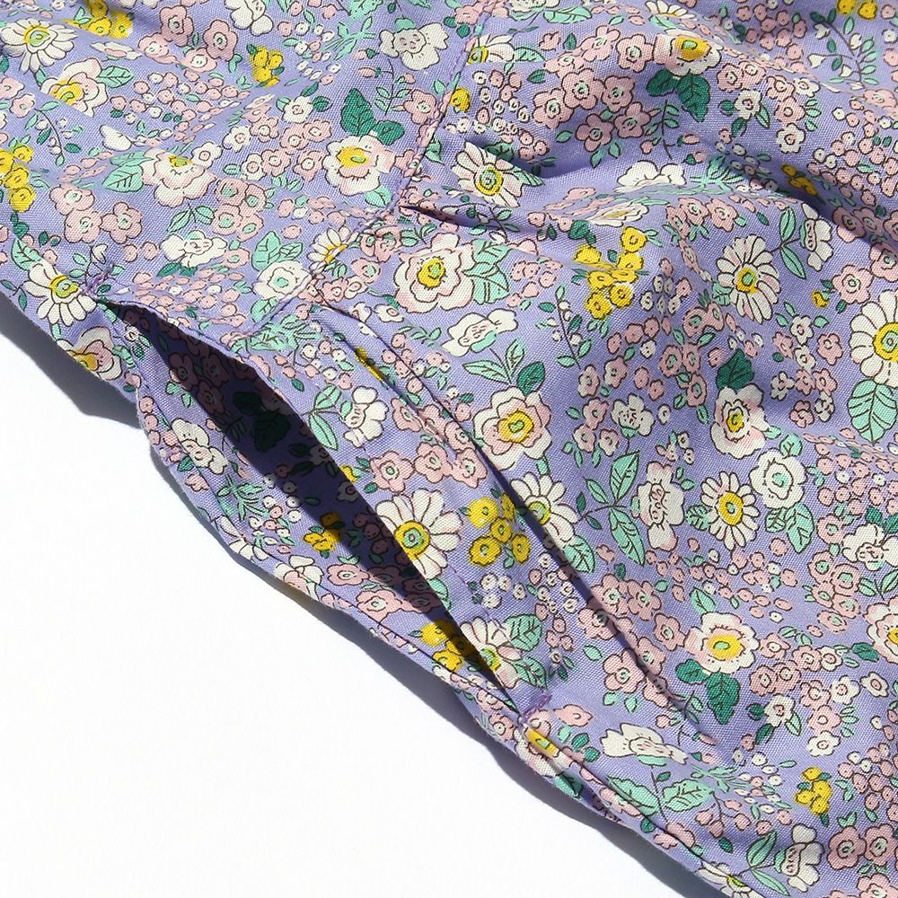 100 % cotton hand -painted flower pattern culottes Purple Design point 1