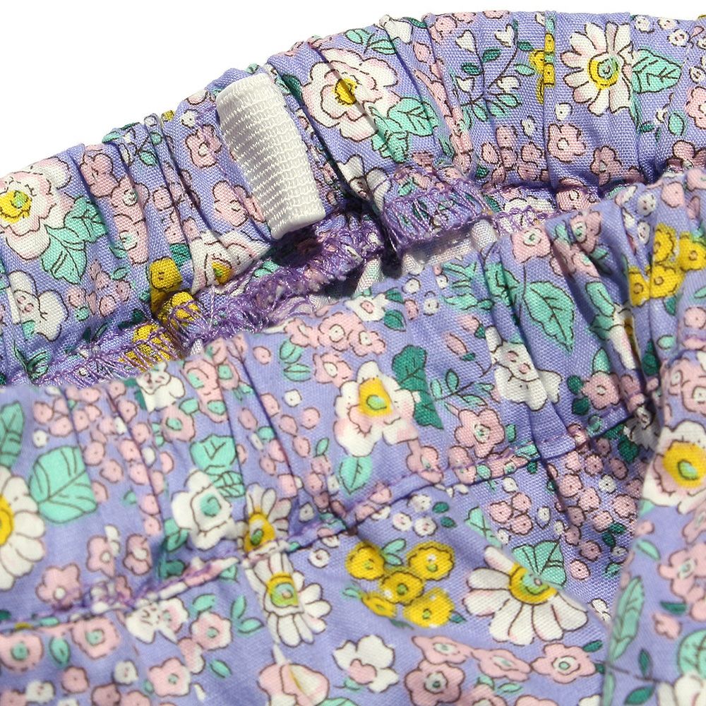 100 % cotton hand -painted flower pattern culottes Purple Design point 2