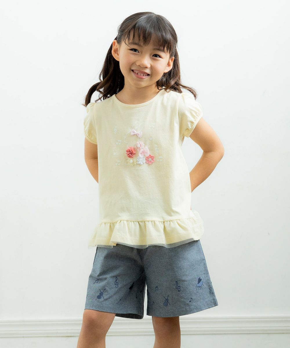 Musical Embroidery Dungary Short Pants Navy model image 2