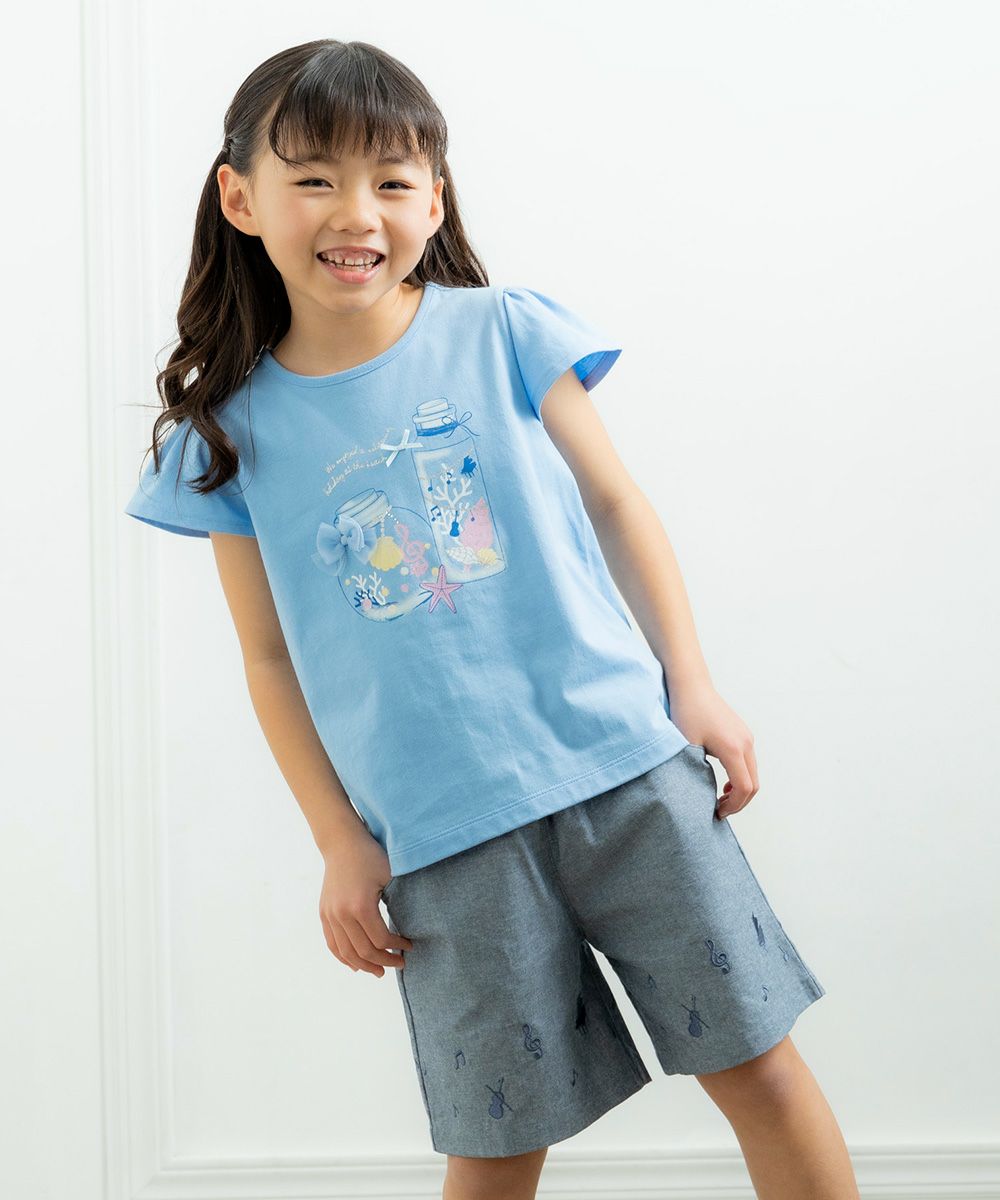 Musical Embroidery Dungary Short Pants Navy model image 4