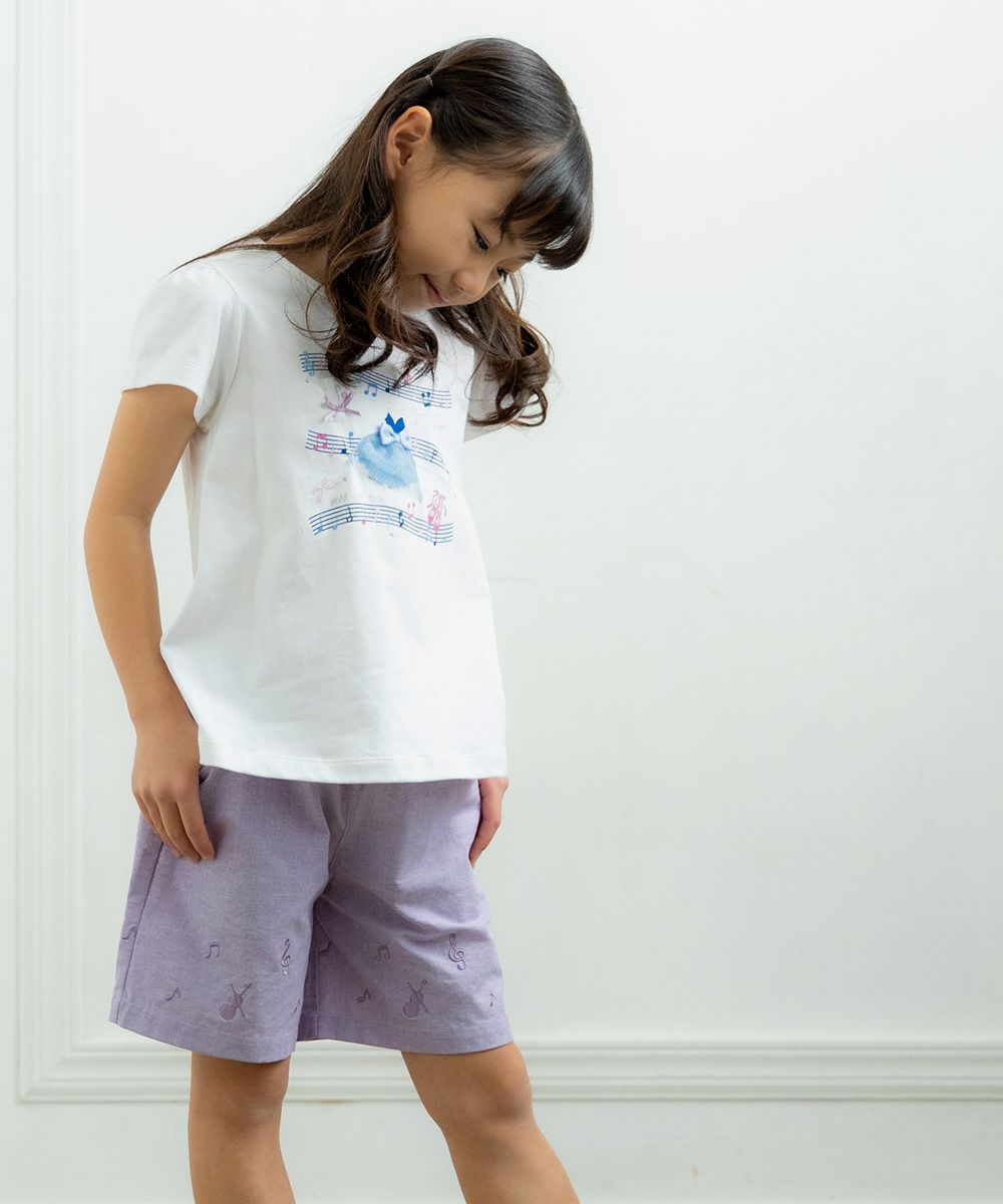 Musical Embroidery Dungary Short Pants Purple model image whole body