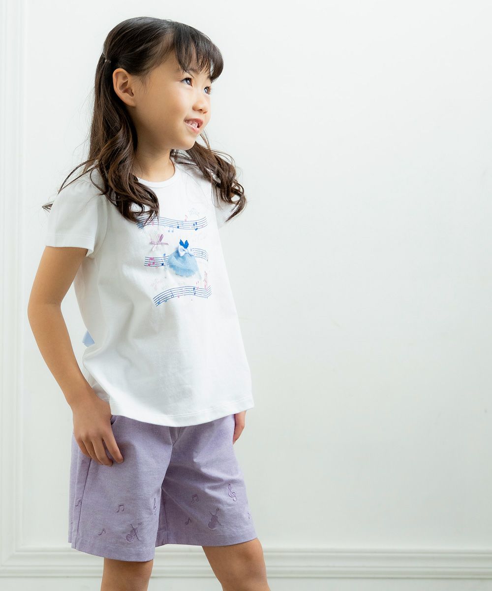 Musical Embroidery Dungary Short Pants Purple model image 1