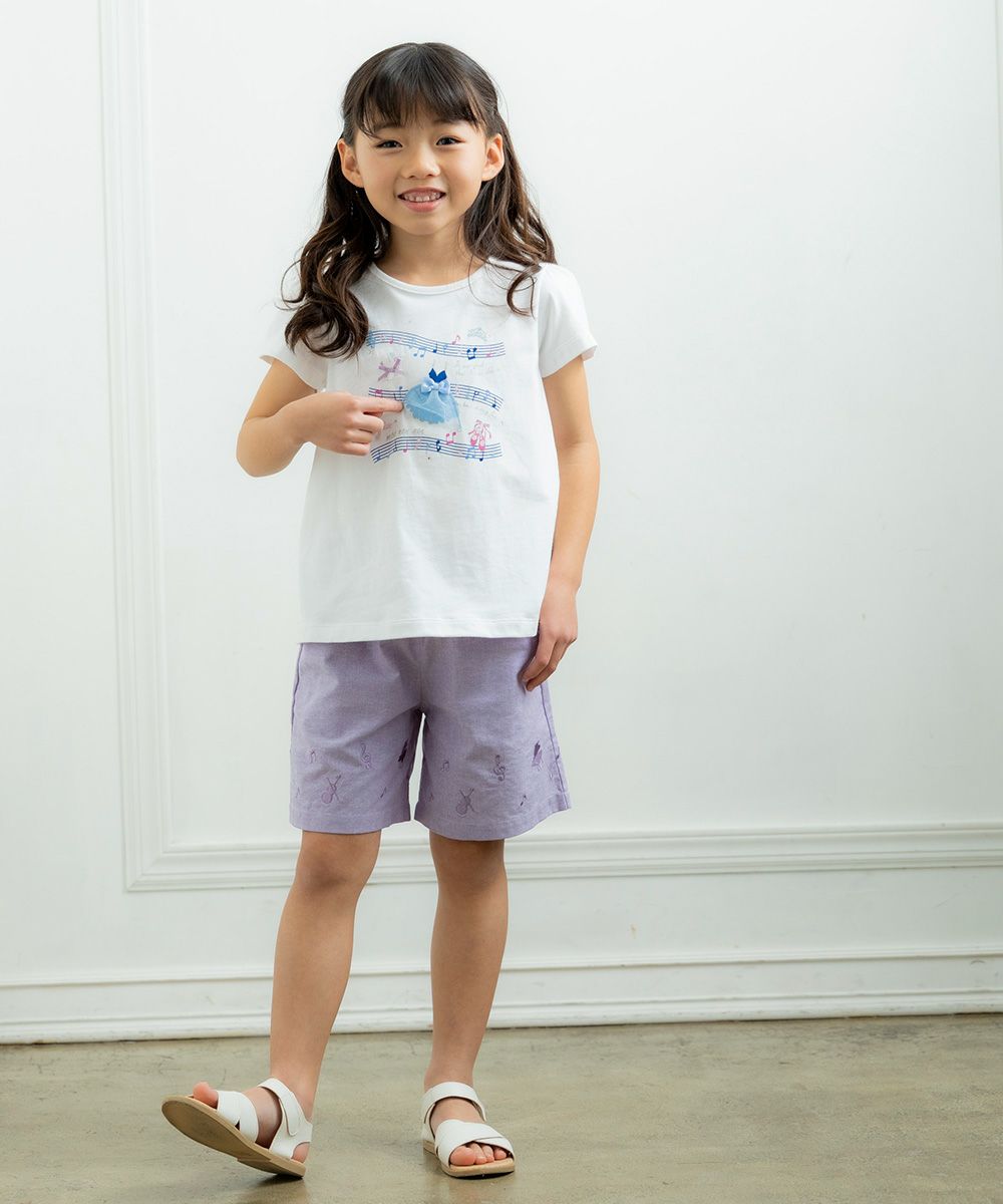 Musical Embroidery Dungary Short Pants Purple model image 2