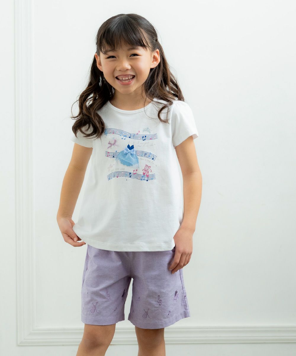 Musical Embroidery Dungary Short Pants Purple model image 3