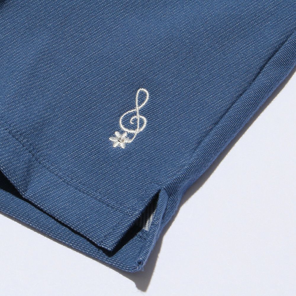Musical Embroidery Denim Knit Half Pants Blue Design point 1