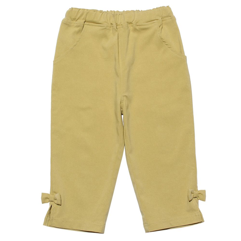 three-quarter length stretch pants with ribbon Yellow front