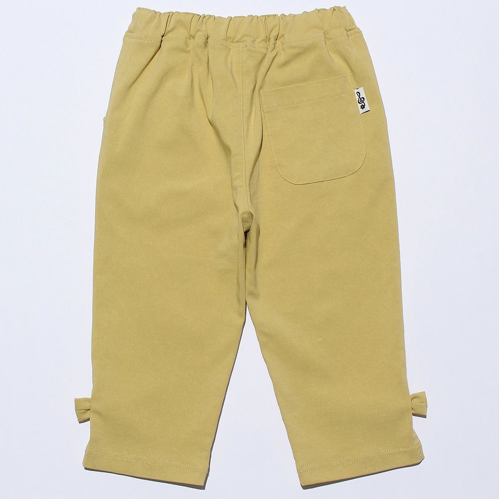three-quarter length stretch pants with ribbon Yellow back