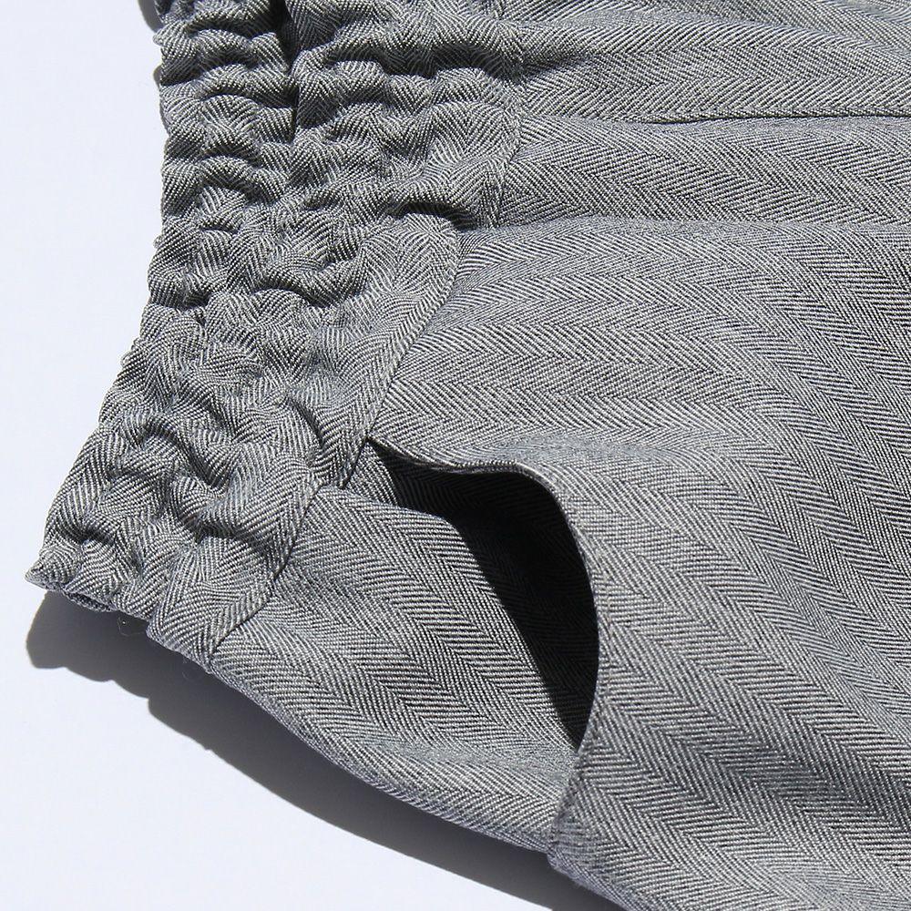 Herringbone culottation pants Charcoal Gray Design point 1