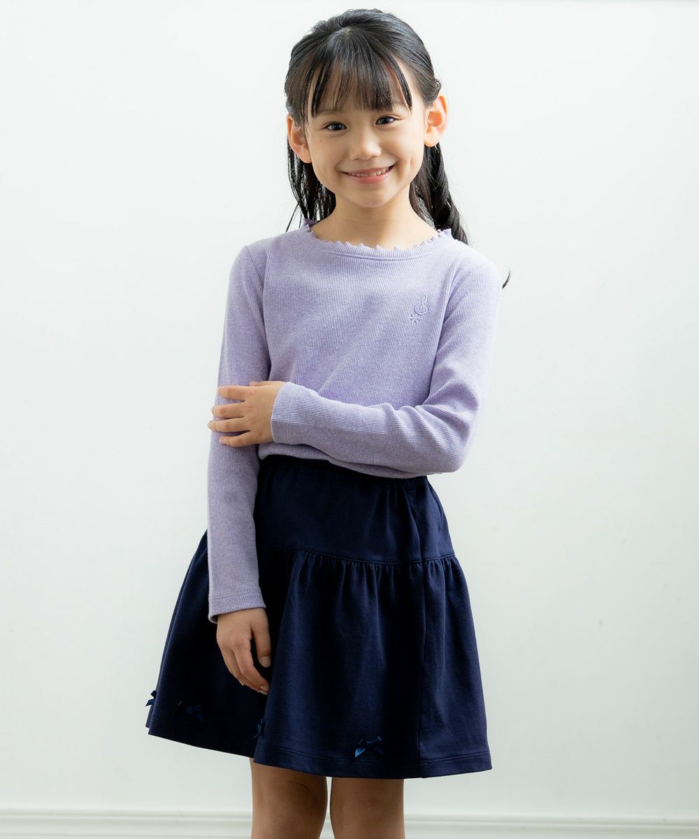 100 % cotton skirt with ribbon Navy model image 1