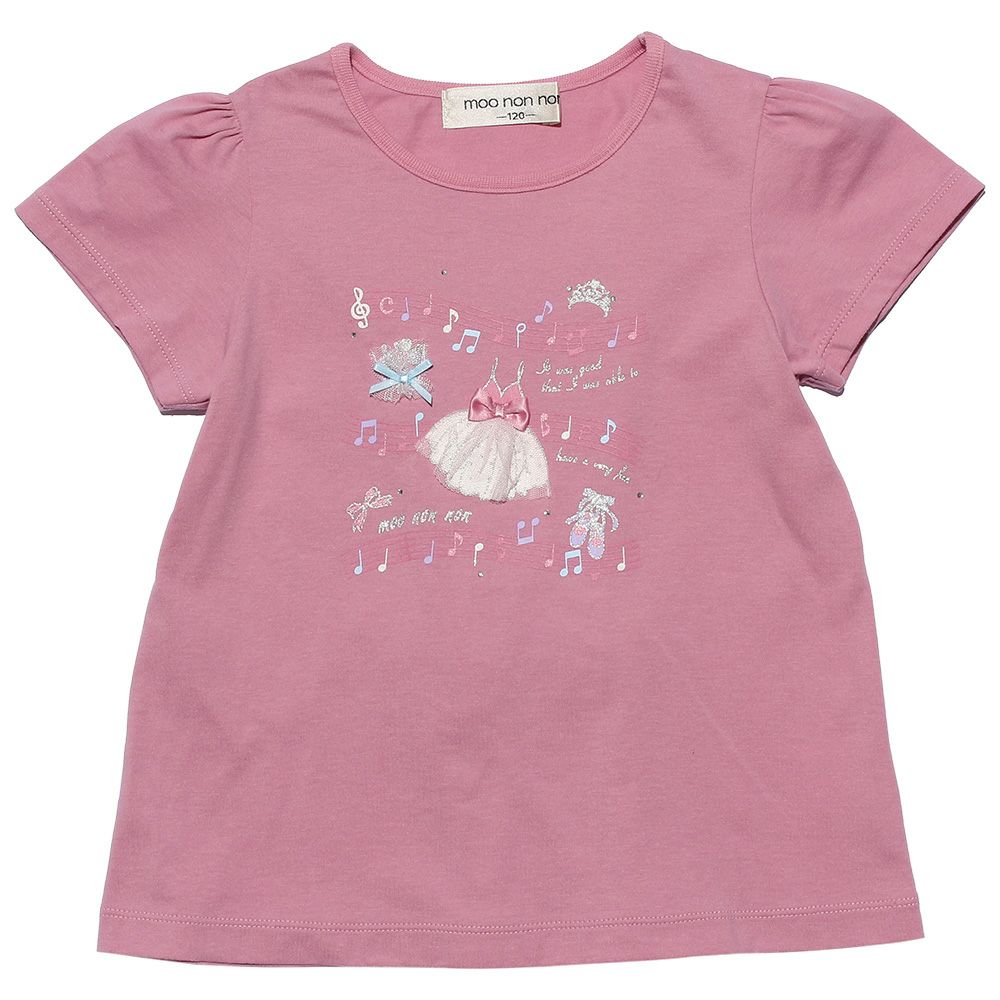 100 % cotton musical note print T -shirt Pink front