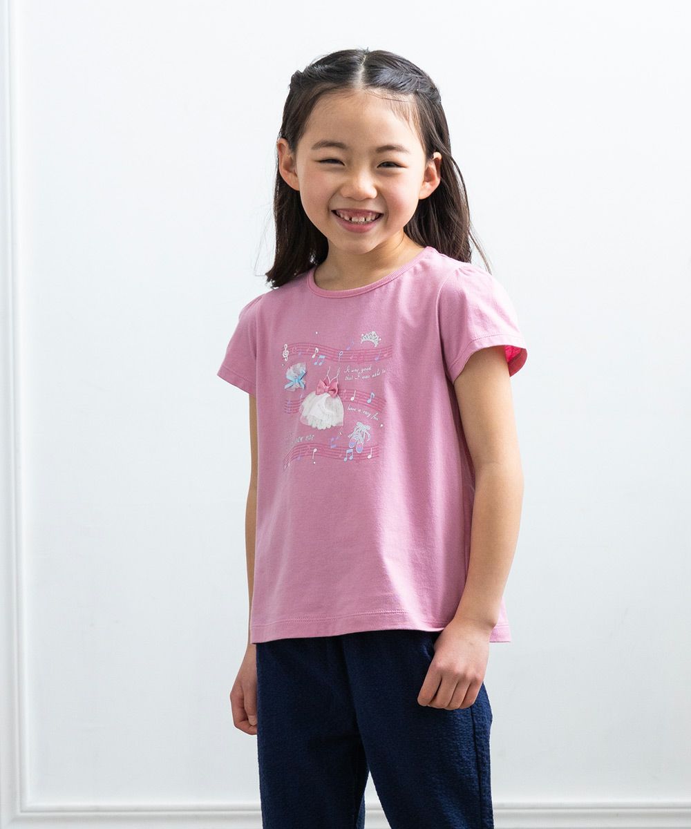 100 % cotton musical note print T -shirt Pink model image 1