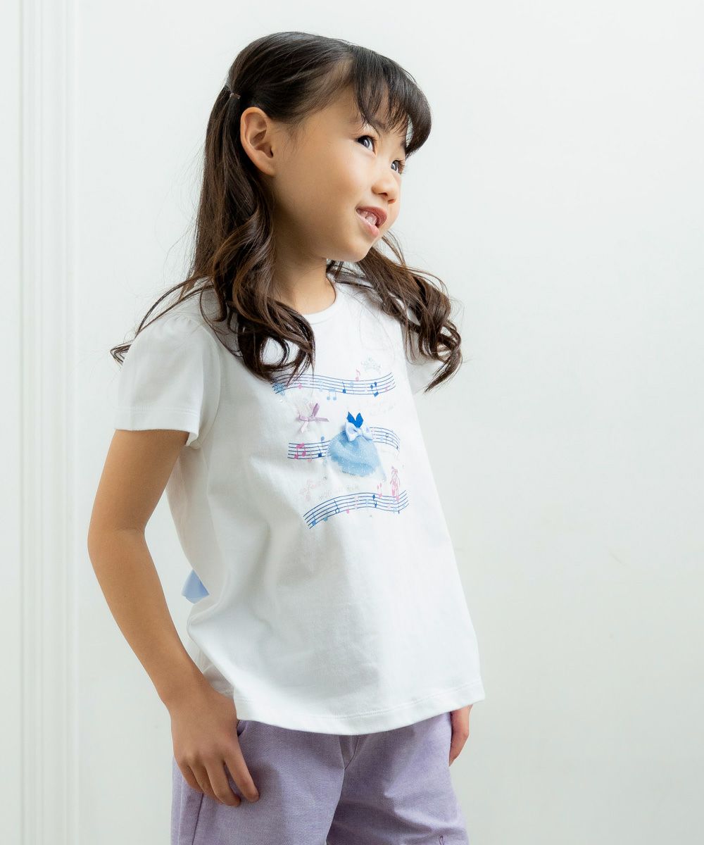 100 % cotton musical note print T -shirt Off White model image up