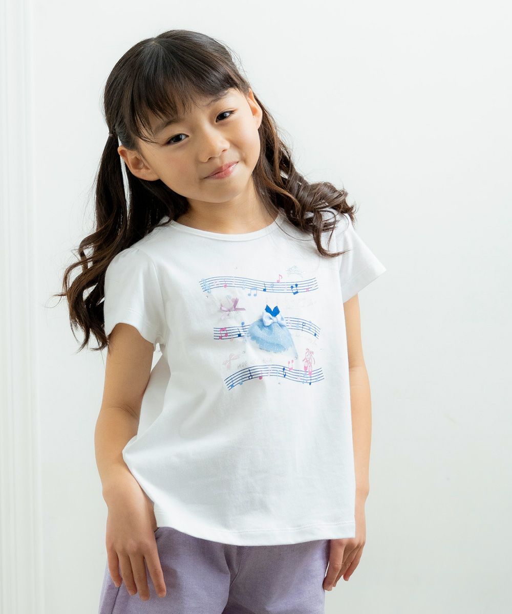 100 % cotton musical note print T -shirt Off White model image 4