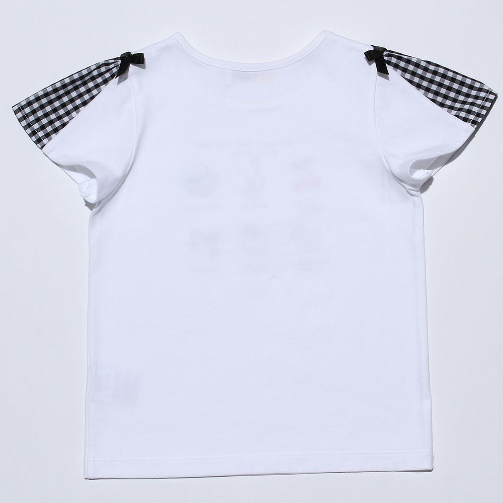 Cherries, ribbons and musical note print T -shirt Off White back