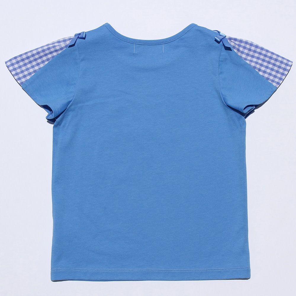 Cherries, ribbons and musical note print T -shirt Blue back