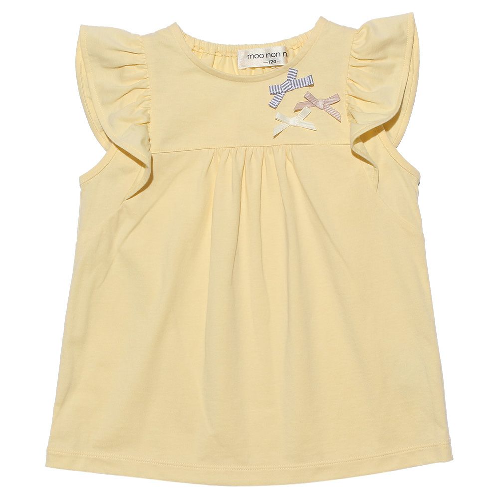100 % cotton T-shirt with ribbons Yellow front