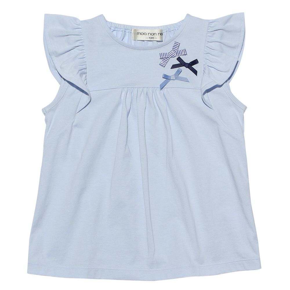 100 % cotton T-shirt with ribbons Blue front
