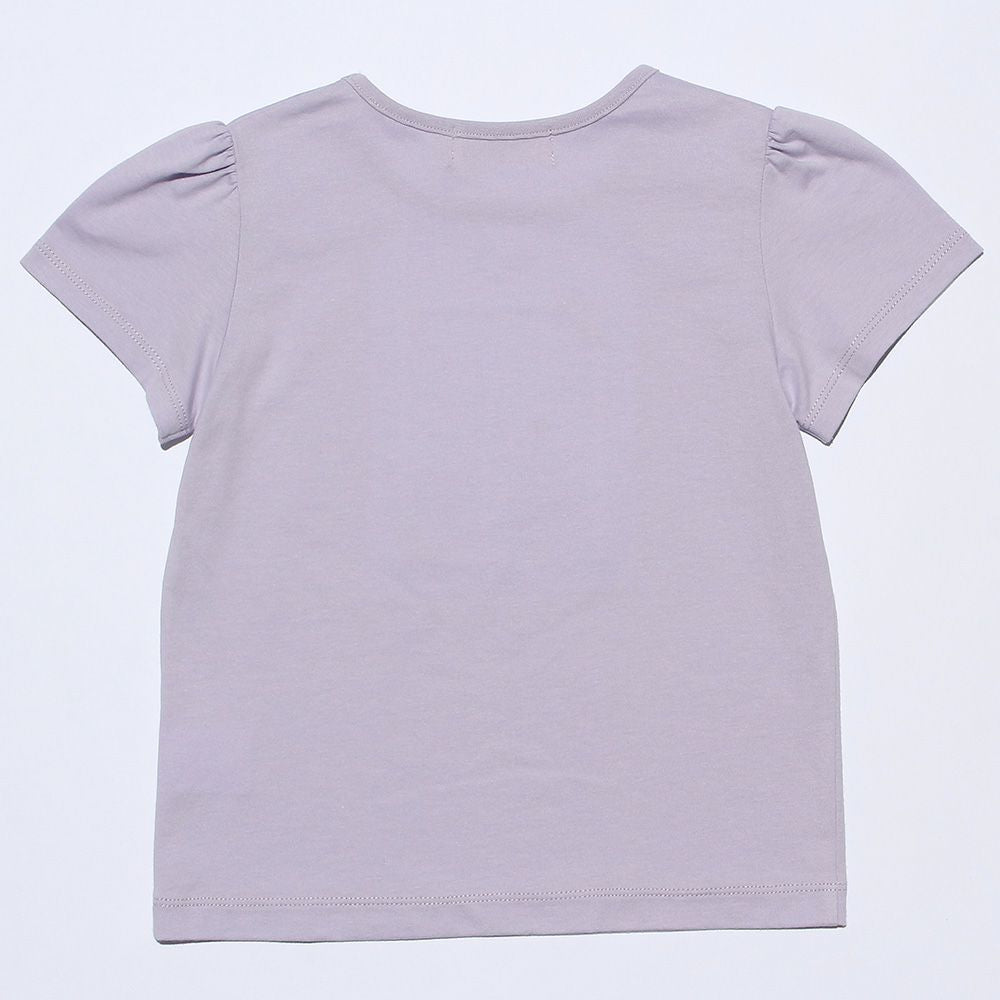 100 % cotton postcard girl print T -shirt Purple back