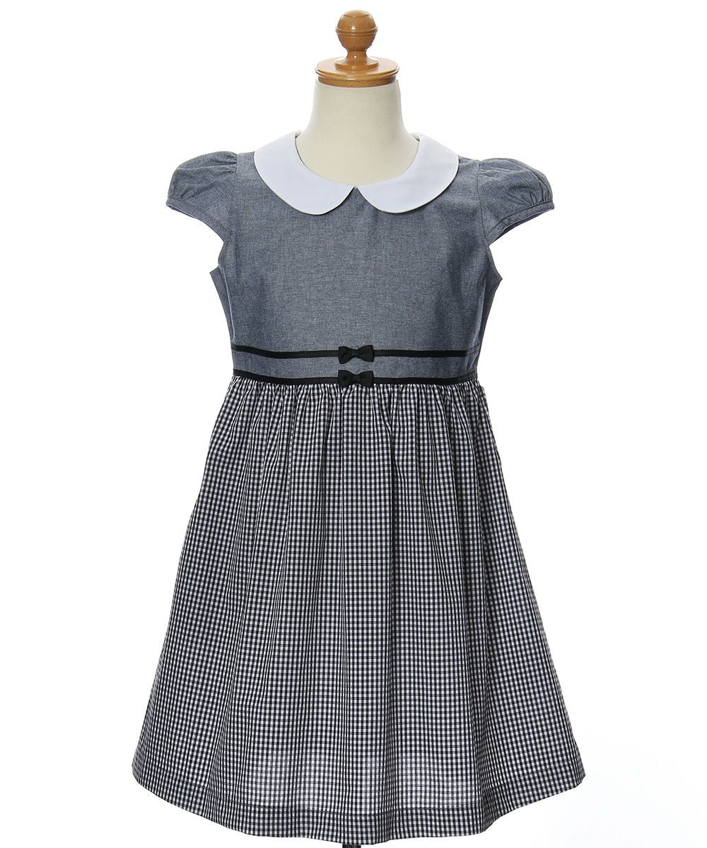 Gingham check dress with collar Black torso