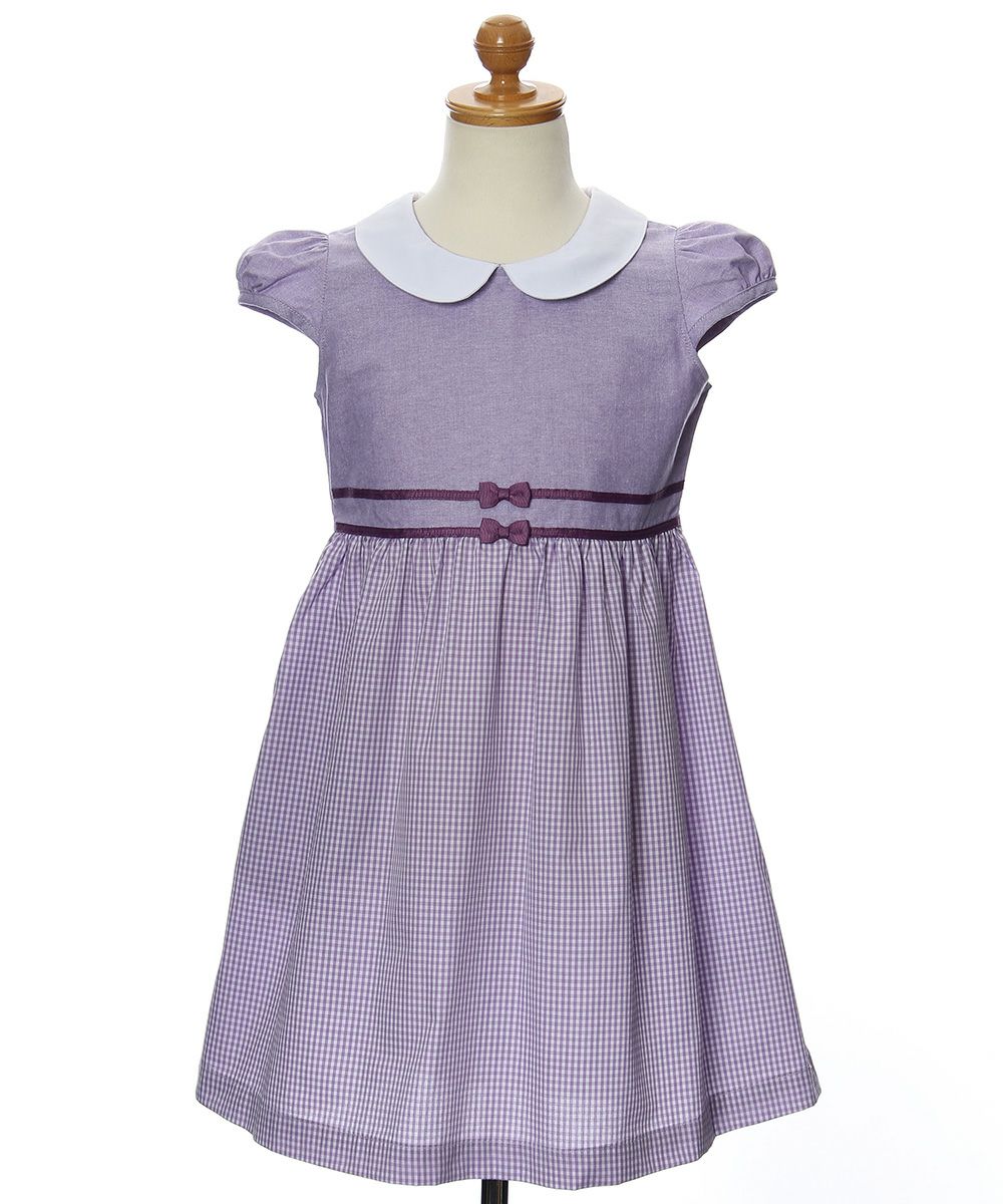 Gingham check dress with collar Purple torso