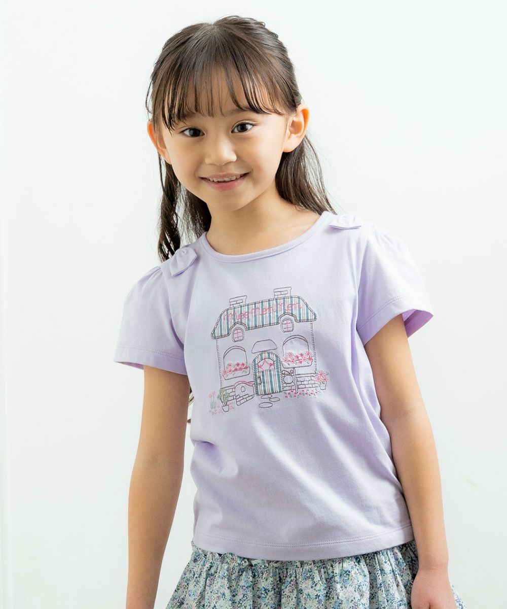 100 % cotton house with flowers embroidery T -shirt  MainImage