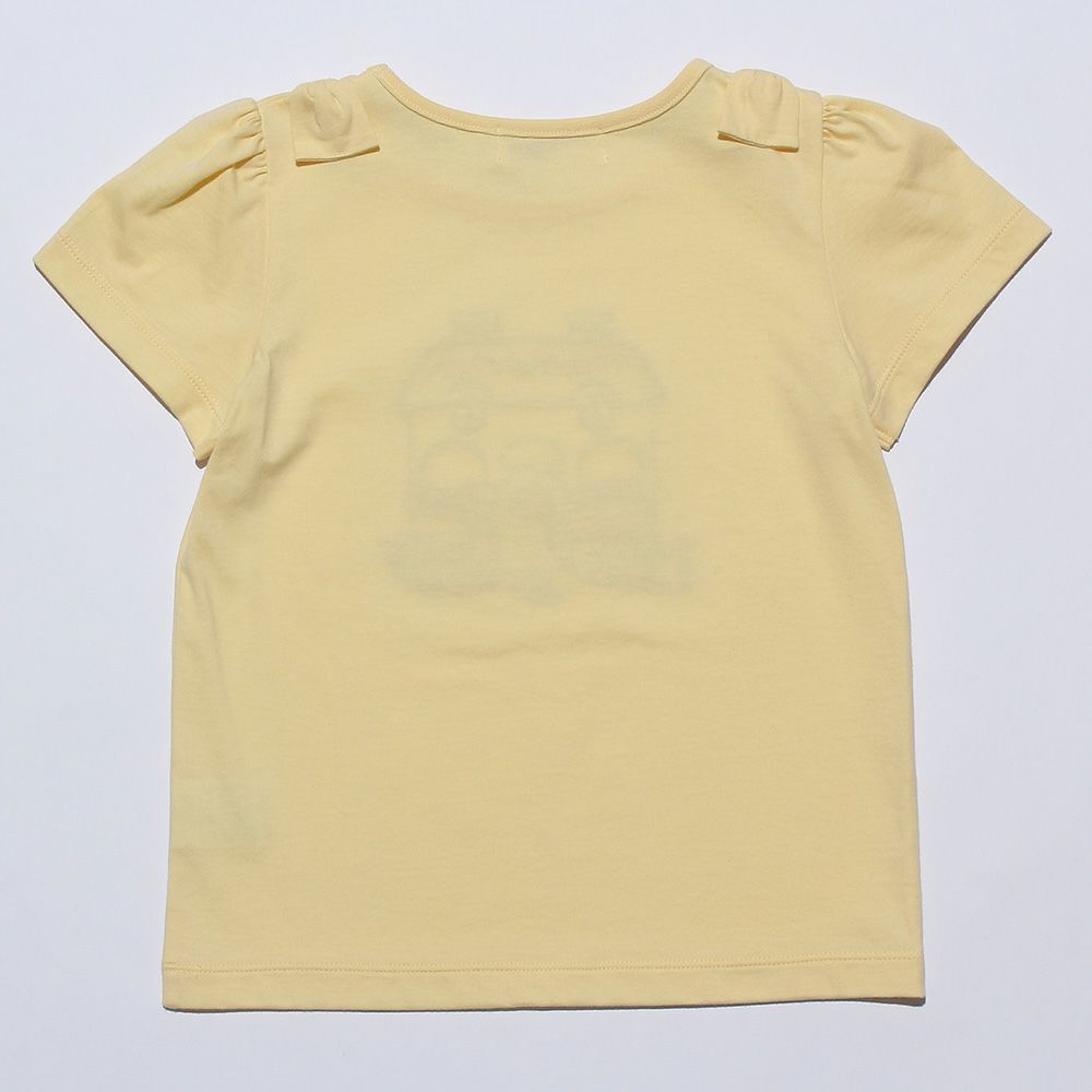 100 % cotton house with flowers embroidery T -shirt Yellow back