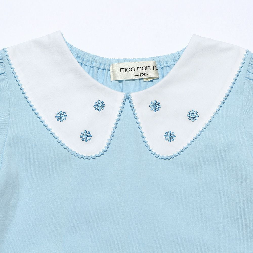 Baby clothes girl 100 % cotton T -shirt with flower embroidery collar (61) Design point 1