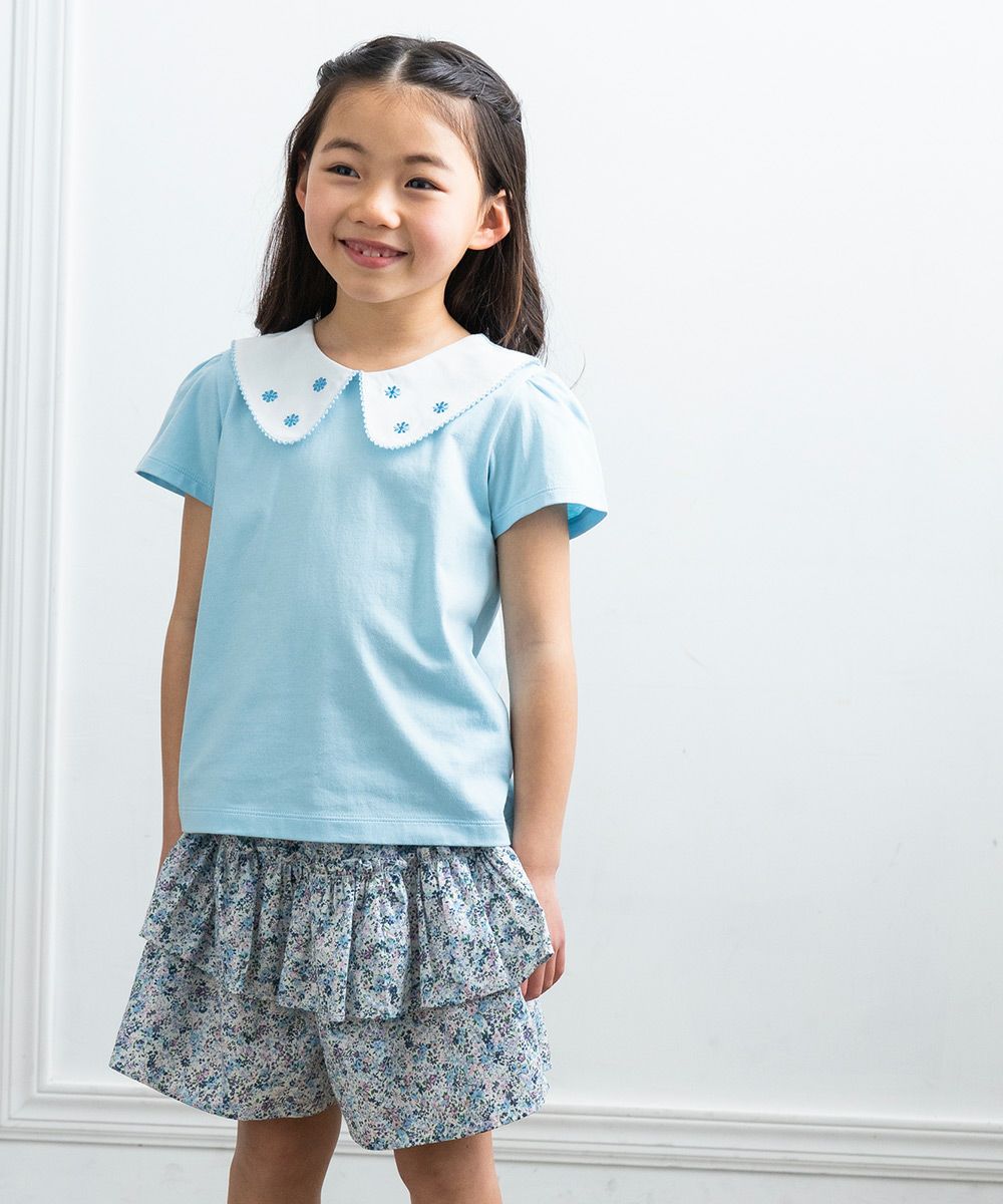Baby Clothing Girl 100 % Cotton T -shirt Blue (61) Model Image 1