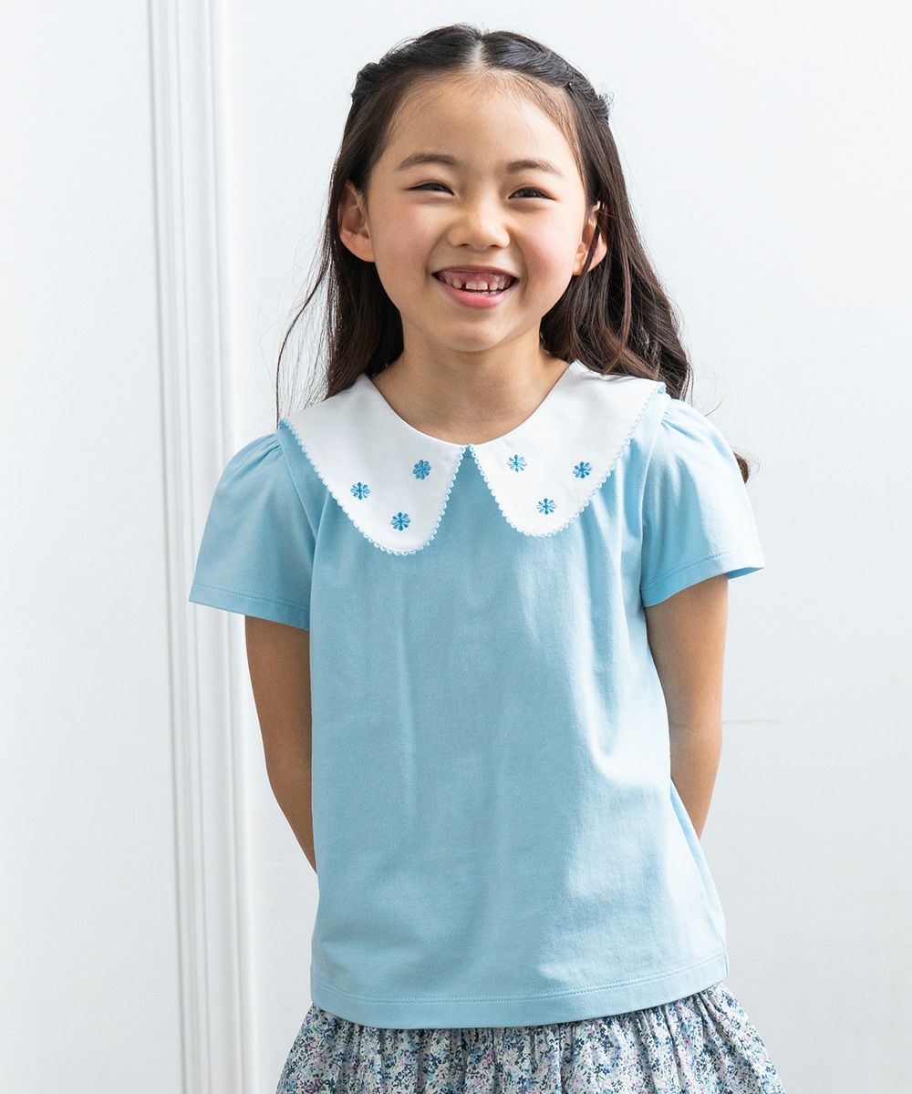 Baby Clothing Girl 100 % Cotton T -shirt Blue (61) Model Image 2