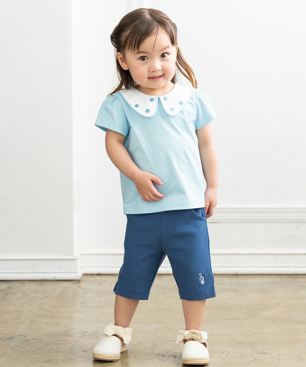 Baby Clothing Girl 100 % Cotton T -shirt Blue (61) Model Image 3