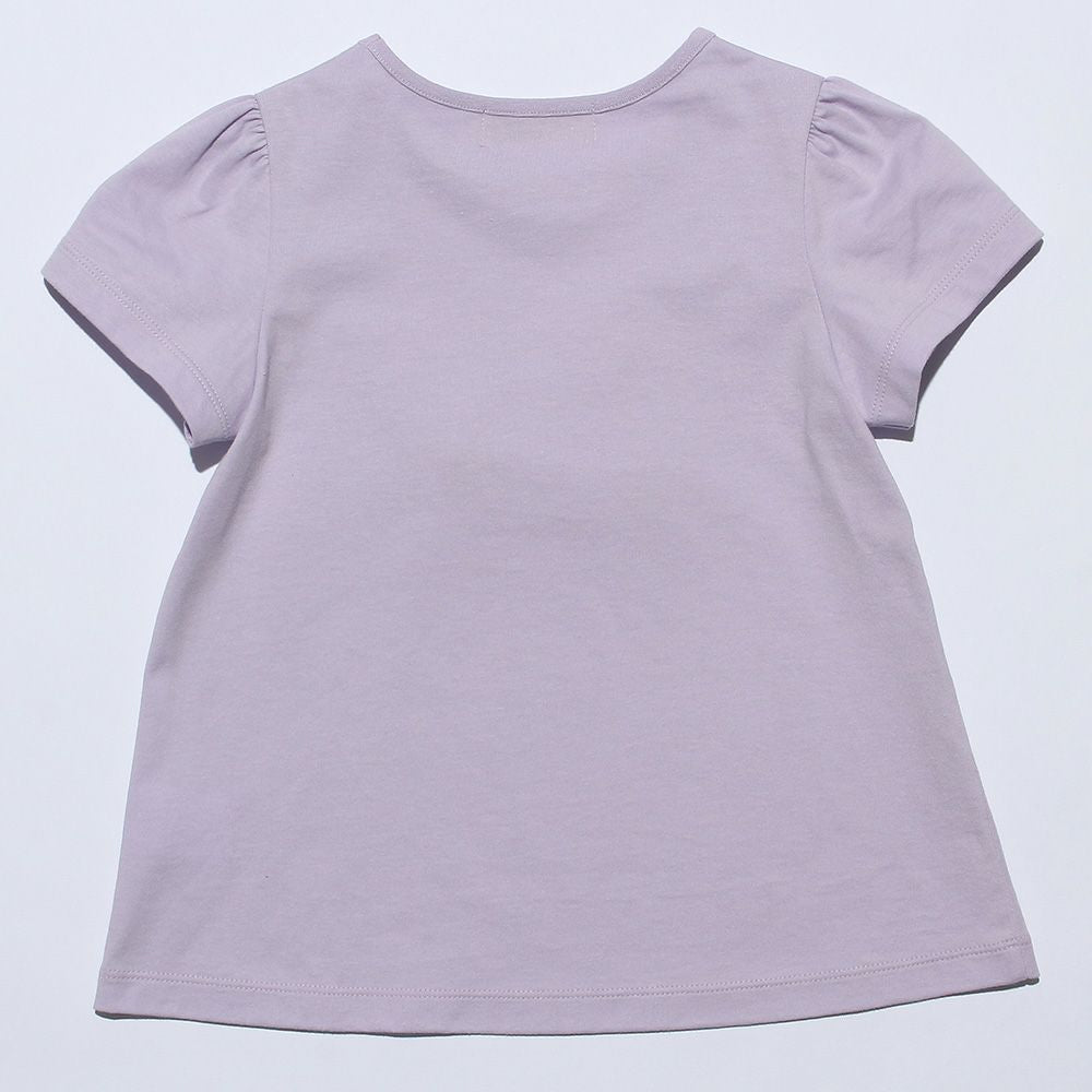 100 % cotton flowers & rabbit print T -shirt Purple back