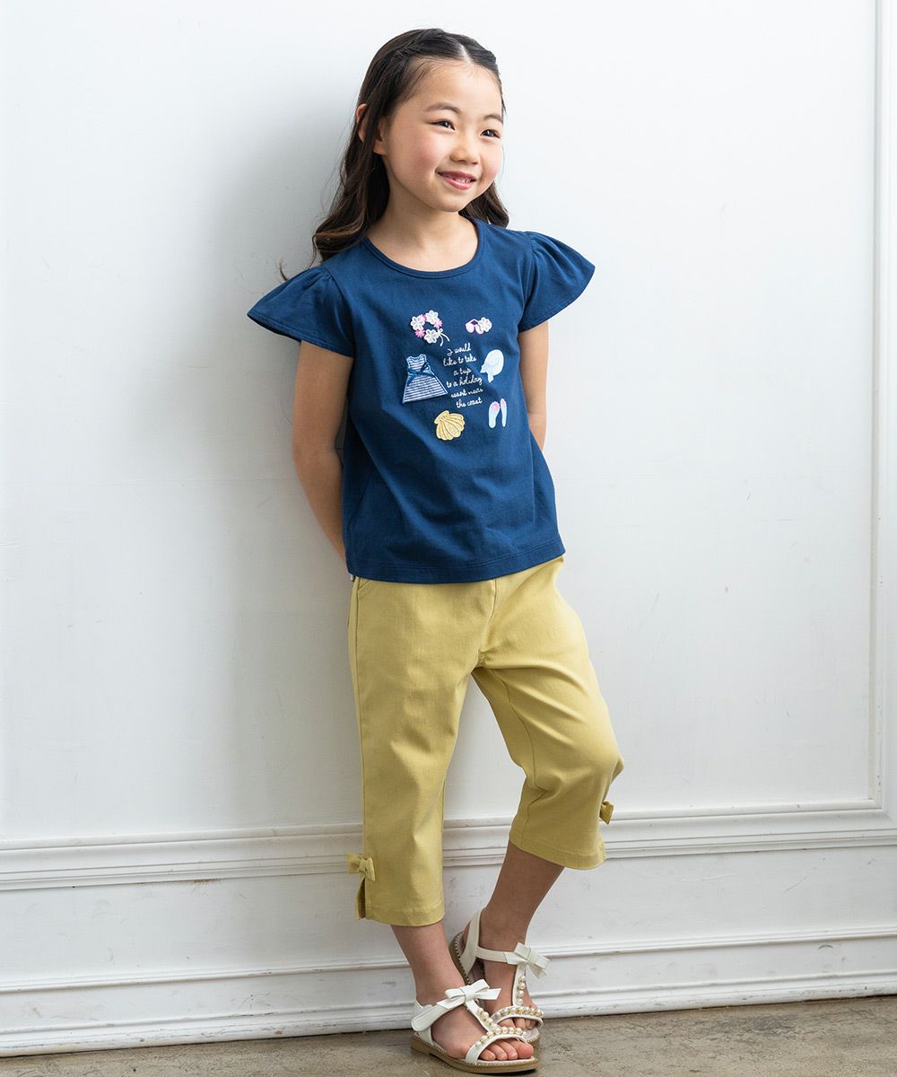 100 % cotton T -shirt with summer items print Navy model image 1