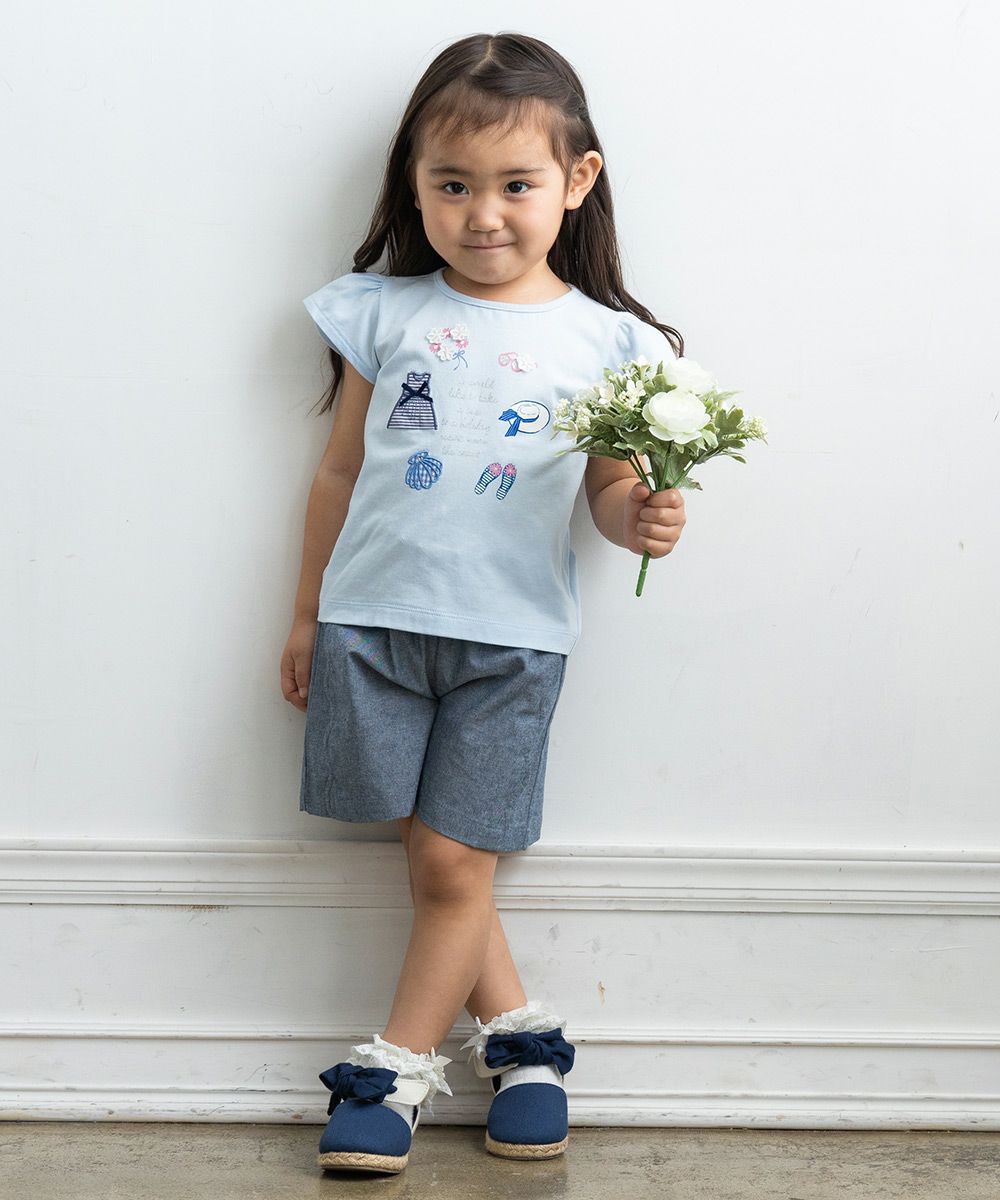 100 % cotton T -shirt with summer items print Blue model image up
