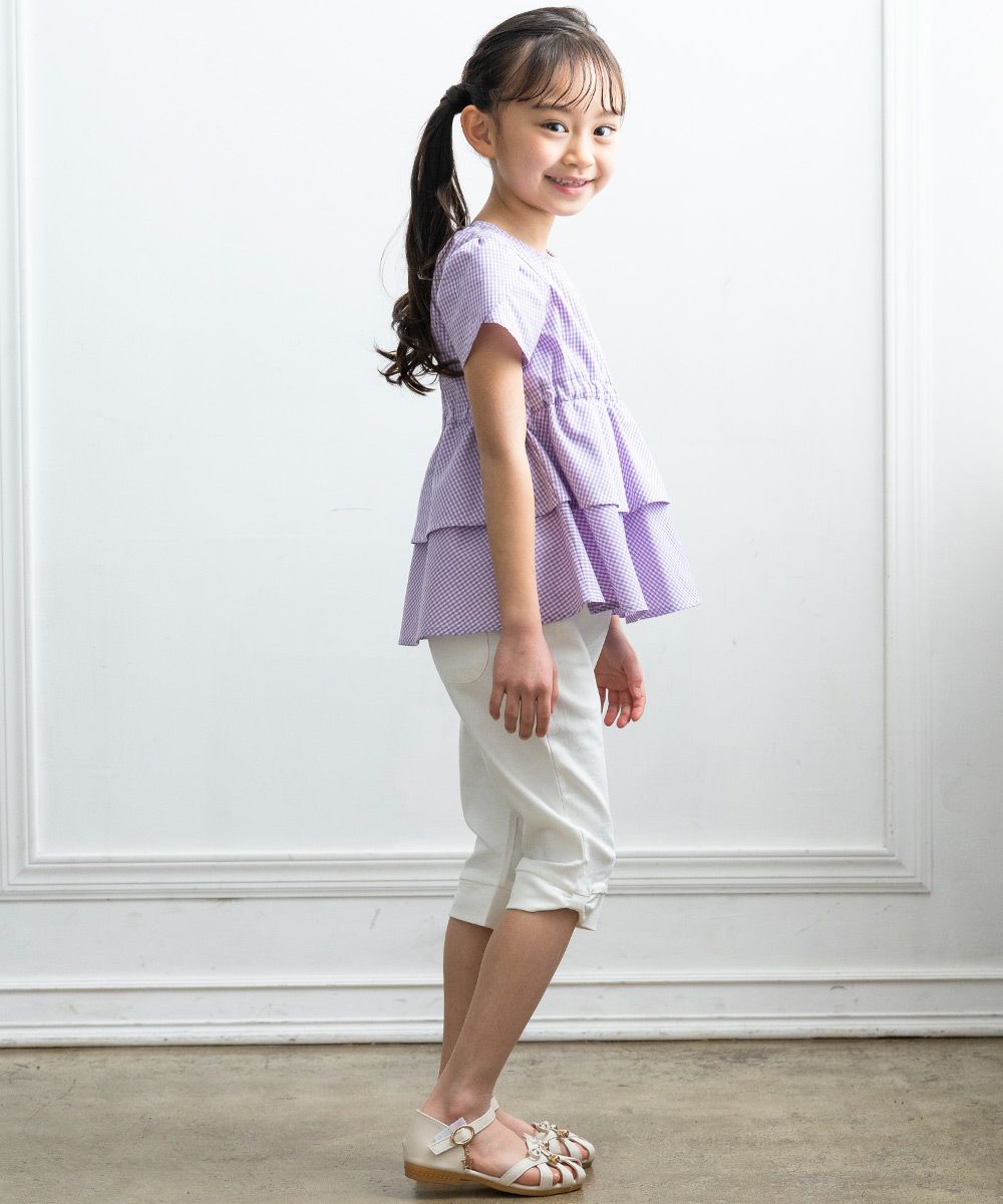 Gingham blouse with frills Purple model image 2