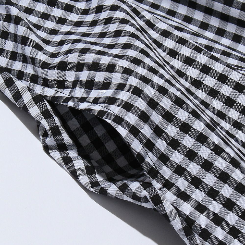 Gingham check contrast fabric dress Black Design point 2