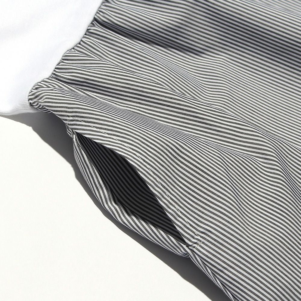 Striped pattern dress with ribbon Black Design point 2