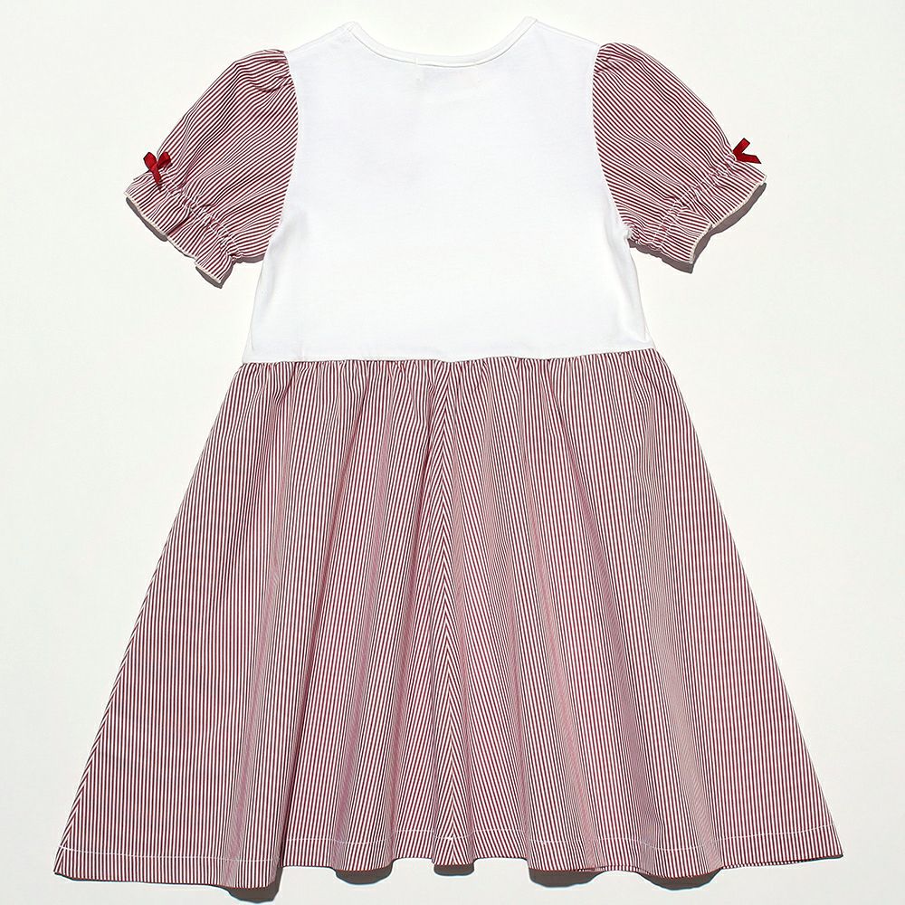 Striped pattern dress with ribbon Red back