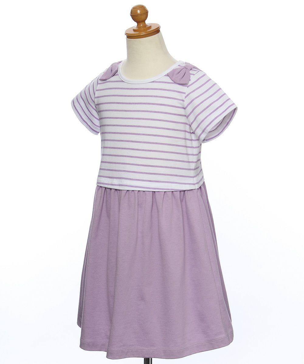 100 % cotton border pattern dress Purple torso
