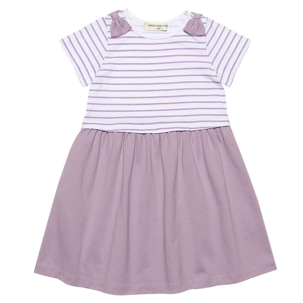 100 % cotton border pattern dress Purple front