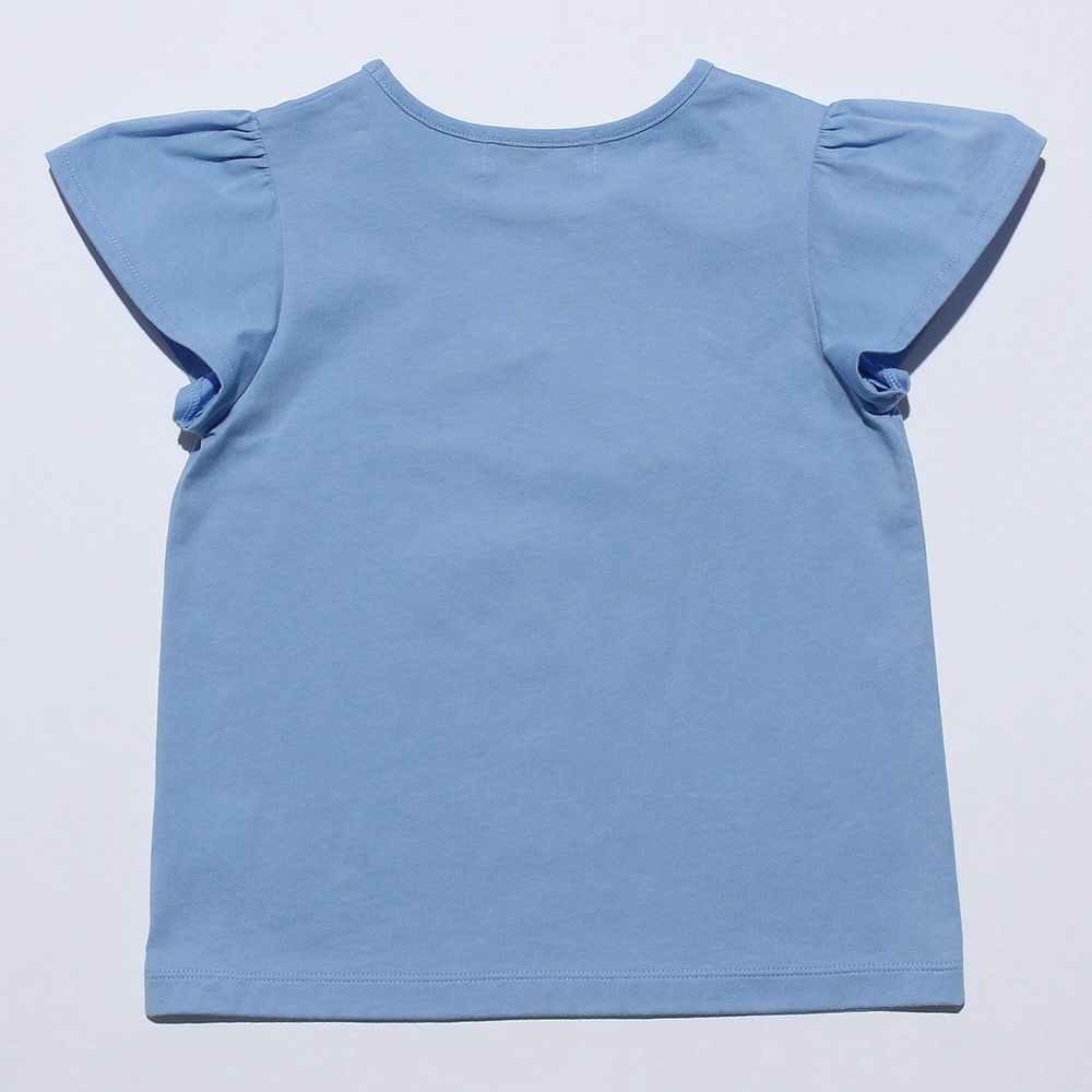100 % cotton seashell & glass bottle print T -shirt Blue back