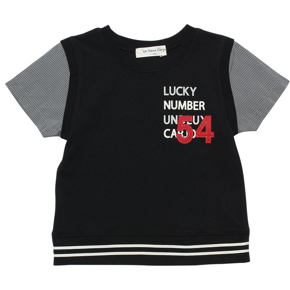 T -shirt with word print & patch Black front