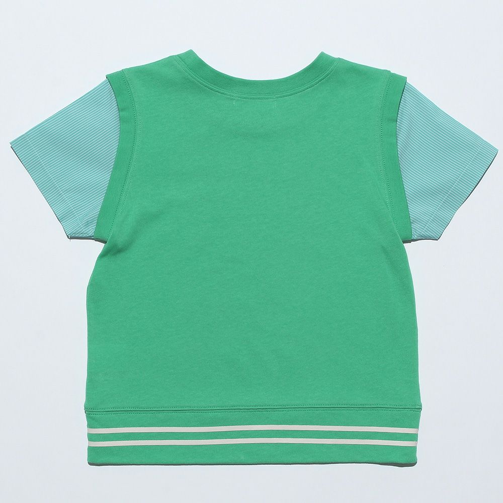 T -shirt with word print & patch Green back