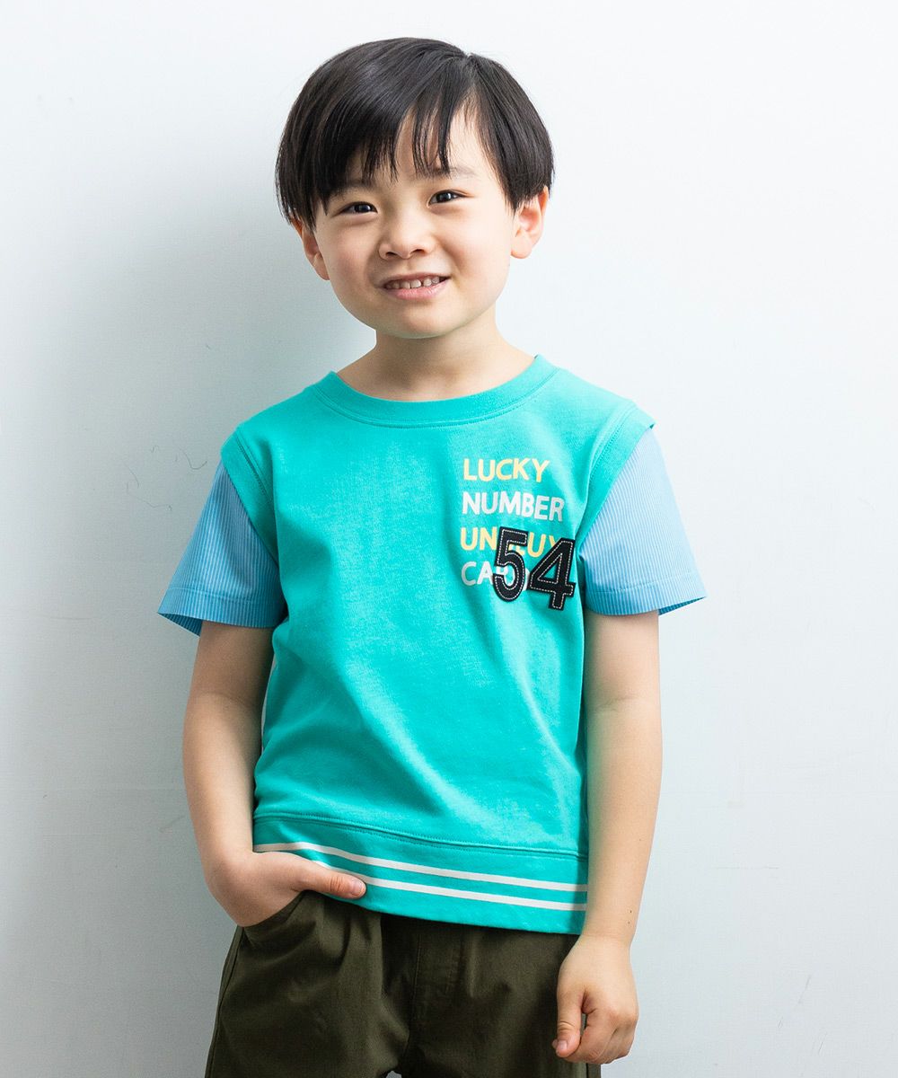 T -shirt with word print & patch Green model image 1